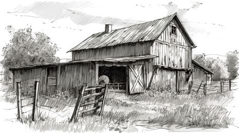 Farm House Drawing