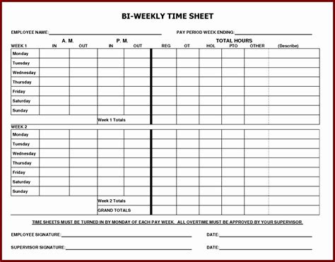 Employee Timesheet Printable