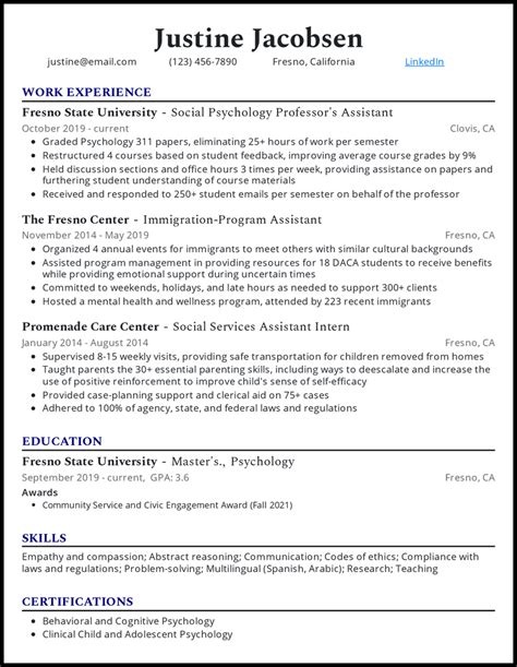 7 Grad School Resume Examples Templates Sample Cv Graduate Student Application