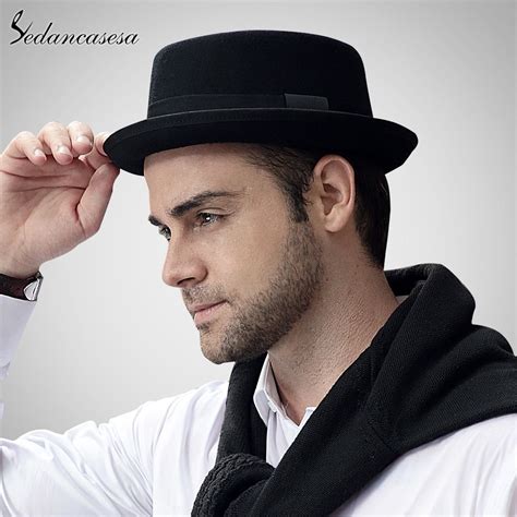 Sedancasase Fashion 100% Australia Wool Men's Fedora Hat with Pork Pie Hat for Classic Church ...