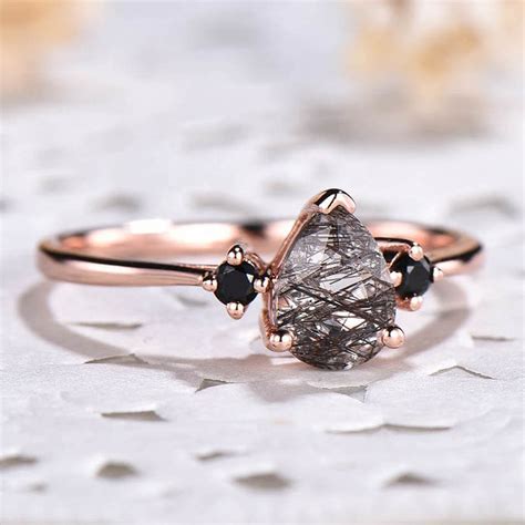 Black Quartz Ring | Natural Crystal Rings - ASANA