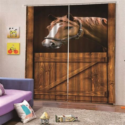 Horse Children Cloth Curtains For Living Room Kids Boy Girl Bedroom Blackout Cortinas Custom ...