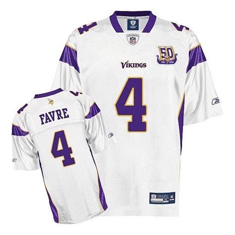 Brett Favre Minnesota Vikings Reebok Authentic White Road Throwback Team 50th Patch Jersey