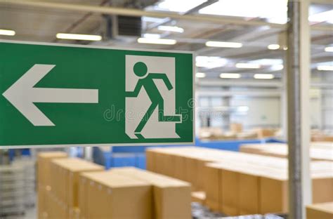 Emergency Exit Of A Modern Factory Stock Image - Image of escape ...