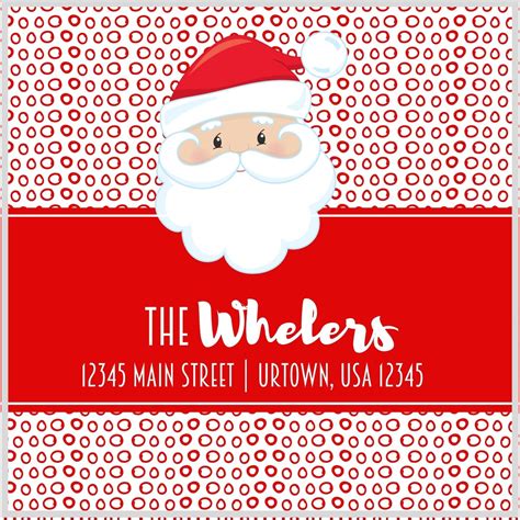 Dotted Santa Square Address Labels | Holiday Address Stickers