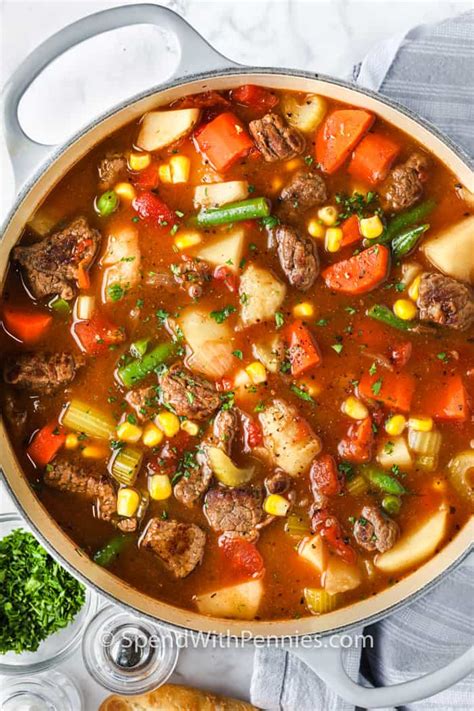 Vegetable Beef Soup (Loaded with Fresh Veggies!) - Spend With Pennies