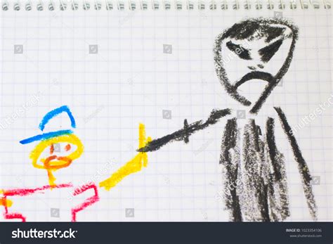 Kids Drawing Bad Man Kidnapper Stock Photo 1023354106 | Shutterstock