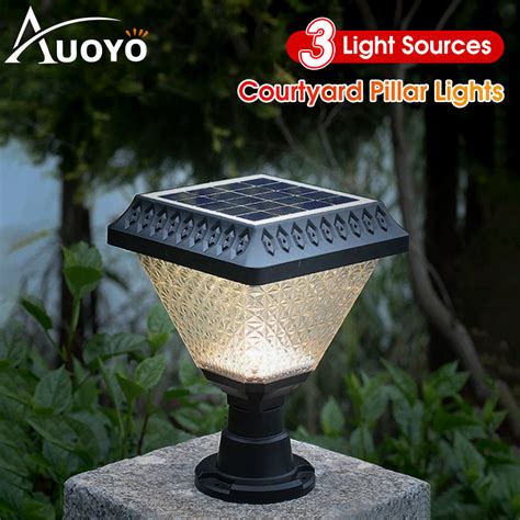 Auoyo Solar Led Outdoor Light Waterproof Garden Pillar Lights Solar Charging IP65 Waterproof ...