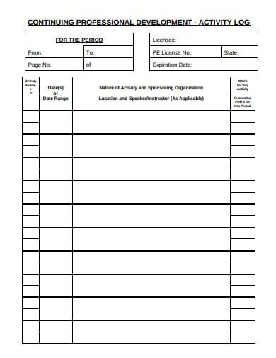 FREE 10+ Professional Development Log Templates in PDF | MS Word