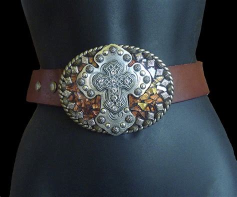 Mosaic Cross Western Belt Buckle for