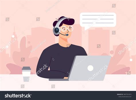 Man Headphones Microphone Computer Concept Illustration Stock Vector ...