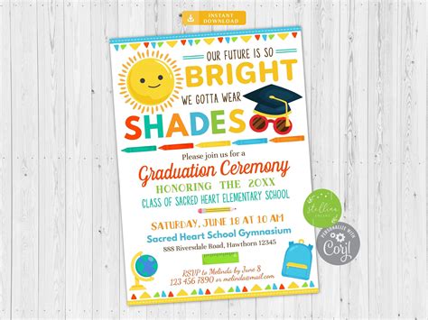 Preschool Pre K Graduation Ceremony Invite, Kindergarten Graduation Invitation, Future is so ...