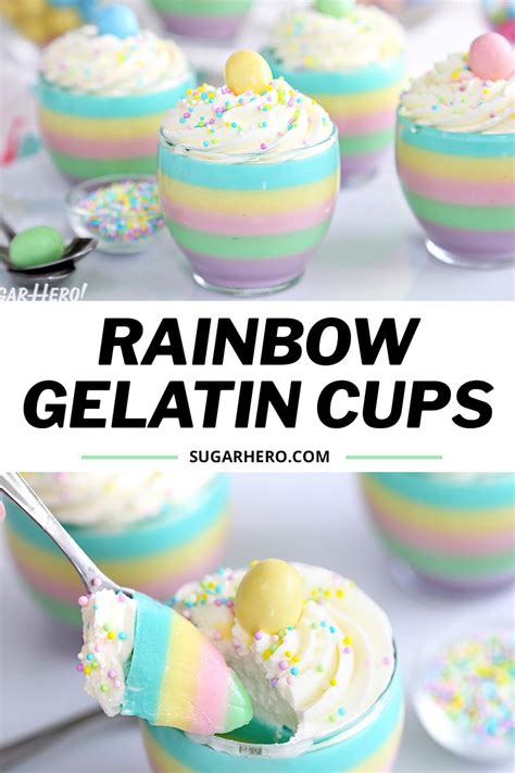 Pastel Rainbow Gelatin Cups - SugarHero