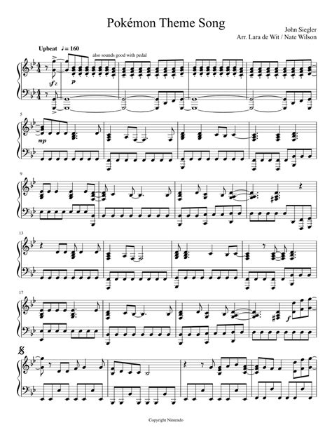 Pokémon Theme Song (piano) sheet music for Piano download free in PDF or MIDI