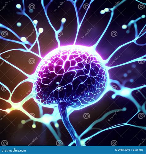 Human Brain with Nerve Anatomy for Medical Concept 3D Illustration Generative AI Stock ...