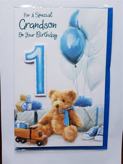 Large AGE 1 Grandson Birthday Card. | Etsy