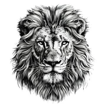 Grayscale Or Black White Head Lion King, Lion Drawing, King Drawing, Head Drawing PNG ...