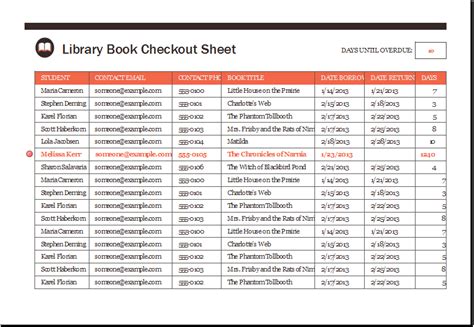 Library Book Checkout Sheet Template .xls | Excel Templates