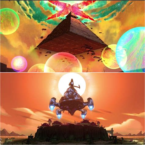 I can't help notice the similarities from the floating pyramid from ...