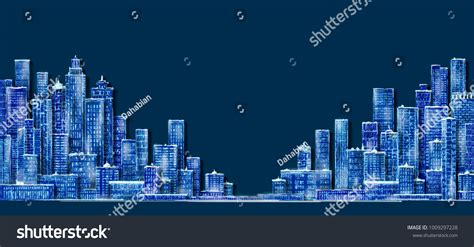 Cityscape Night Sketch Hand Drawn Illustration Stock Illustration 1009297228 | Shutterstock