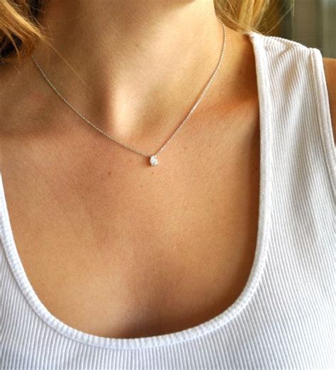 Small Silver Diamond Drop Necklace | Diamond necklace simple, Simple necklace, Diamond pendant