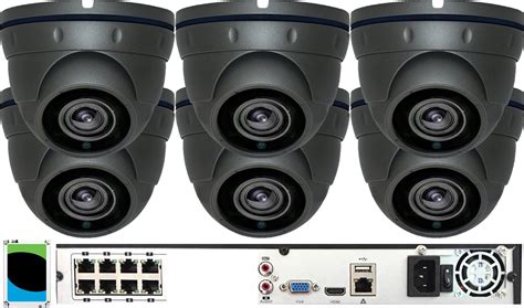 6 Camera IP PoE System : (1) Ultra 4K H.265 8 Channel NVR + (6) 5MP ...