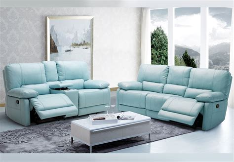 Light Blue Leather Sleeper Sofa – Two Birds Home