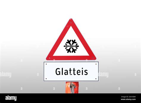 Warning sign black ice Stock Photo - Alamy