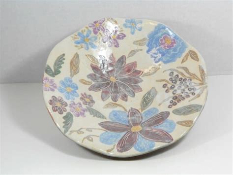 Decorative floral serving plate with a by TamarackStoneware