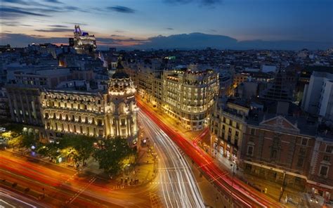 Wallpaper Spain, Madrid, city, night, lights, street 2560x1600 HD ...