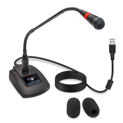 USB Computer Microphone, Unidirectional Condenser Desktop/Laptop/PC Mic,Mute Button with LED ...