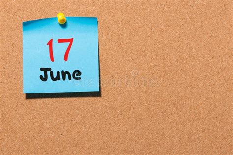 June 17th. Day 17 of Month, Calendar on Yellow Background. Summer Day Stock Image - Image of ...