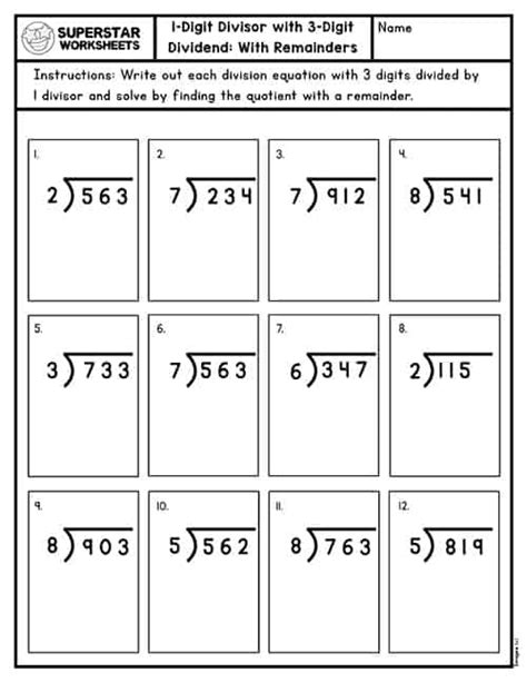 Four-Digit Long Division Worksheet | Twinkl Resources USA - Worksheets ...