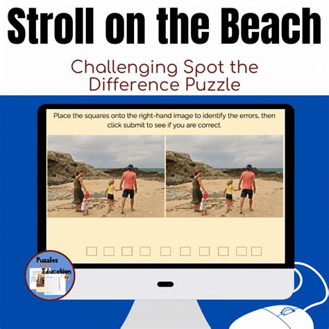 Stroll on The Beach Spot the Difference Puzzle in 2022 | Spot the ...