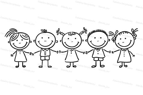 Little kids holding hands By Optimistic Kids Art | TheHungryJPEG