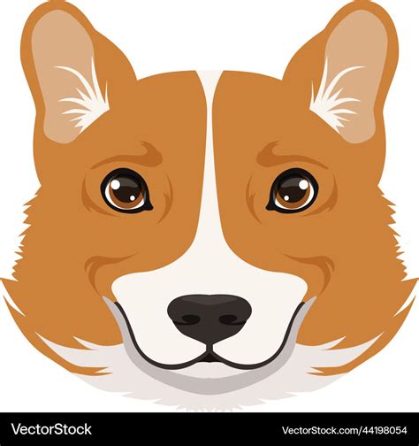 Corgi face icon cute cartoon dog head Royalty Free Vector