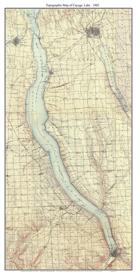 Cayuga Lake - 1902 USGS Old Topographical Map Custom Composite Print ...