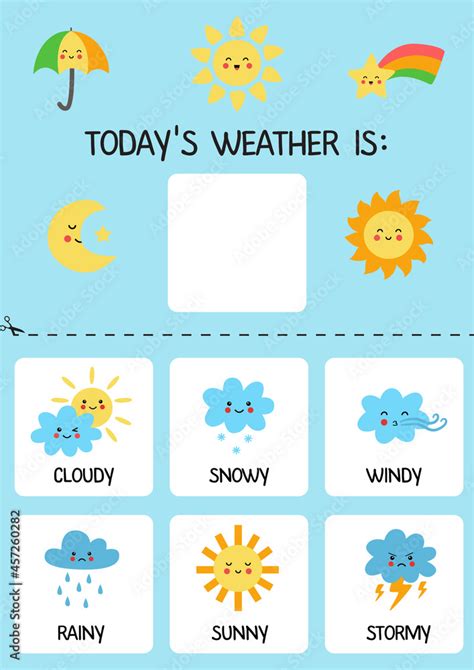 Todays weather template for kids. Weather chart. Stock Vector | Adobe Stock