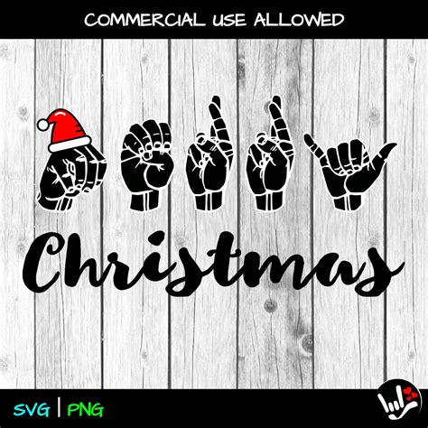 ASL Xmas SVG Merry Christmas Santa Hat Lenguaje de señas svg archivos ...