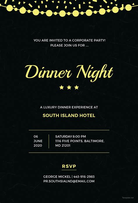 Free Company Dinner Night Invitation Template in Adobe Photoshop, Microsoft Word, Microsoft ...