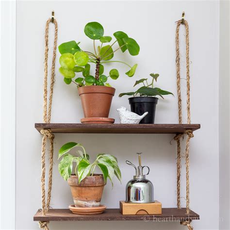 DIY Wood Hanging Rope Shelf with a Modern Look