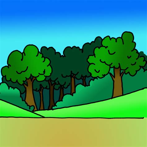 Cartoon Forest Drawing How To Draw A Cartoon Forest Step By, 54% OFF