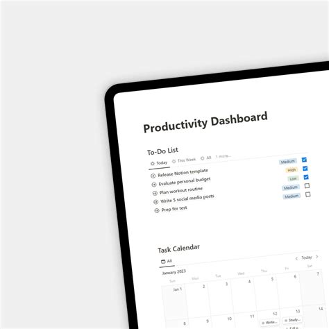 Productivity Dashboard - Notion Template