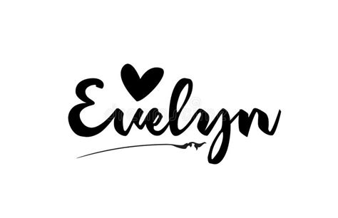 Evelyn Name Text Word with Love Heart Hand Written for Logo Typography Design Template Stock ...