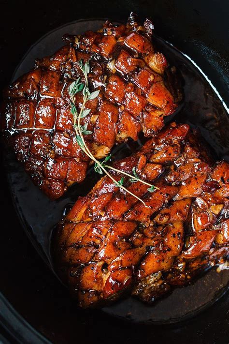 Slow Cooker Pork Belly with Honey Balsamic Glaze | Crockpot recepten ...