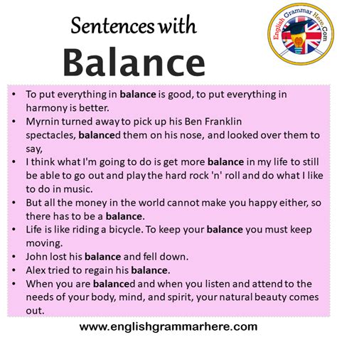 Sentences with Balance, Balance in a Sentence in English, Sentences For Balance - English ...