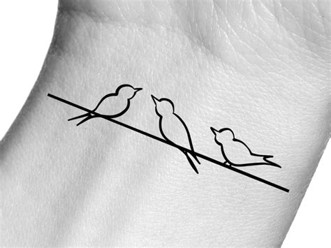 3 Birds on Wire Temporary Tattoo - Etsy