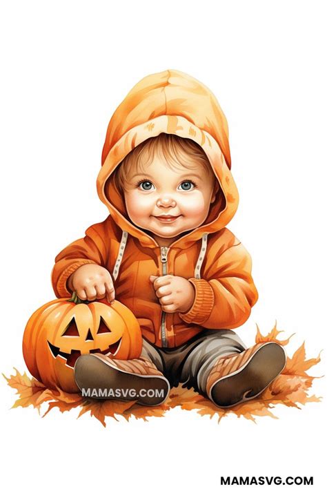 Free cute Halloween baby with pumpkin clipart illustration design Baby Clip Art, Free Clip Art ...