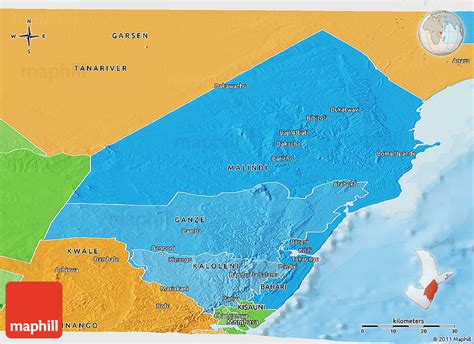 Political Shades Panoramic Map of KILIFI