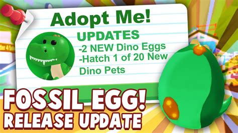 Adopt Me Fossil Egg Release Update News! New Adopt Me Fossil Pets Delayed Release Date - YouTube